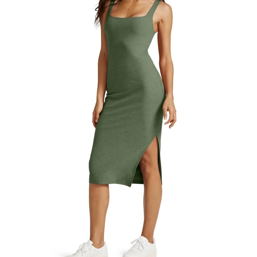 EUC Beyond Yoga Moss Green Spacedye Icon Midi Dress